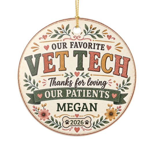 Personalized Vet Tech Ornament, Veterinary Technician Gift, Vet Clinic Coworker Christmas Gift