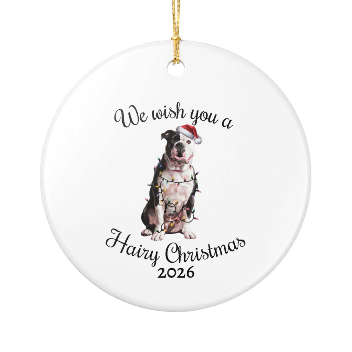 Christmas American Bulldog Ornament, Christmas Lights Dog Keepsake, Christmas Dog, American Bulldog Mom, Gift For Dog Lover