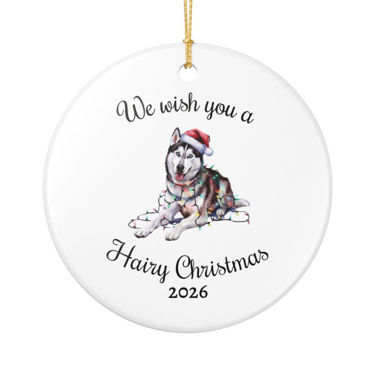 Christmas Siberian Husky Ornament, Christmas Lights Dog Keepsake