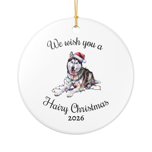 Christmas Siberian Husky Ornament, Christmas Lights Dog Keepsake