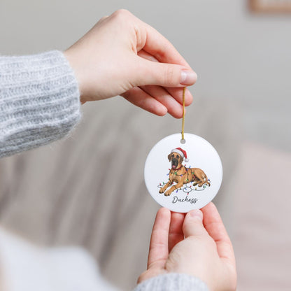 Personalized Fawn Great Dane Christmas Ornament, Festive Dog Keepsake