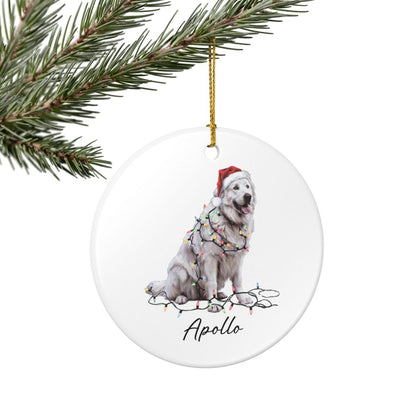 Personalized Pyrenees Ornament, Ceramic Dog Lover Christmas Tree Decor