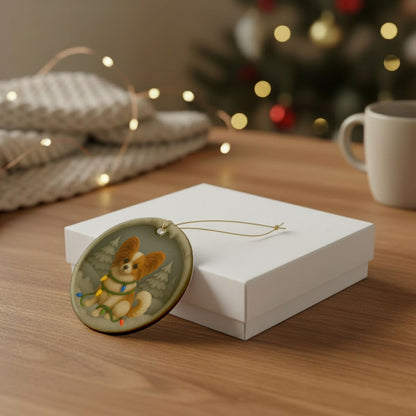 Personalized Papillon Christmas Ornament, 3D Clay-Style Dog Keepsake with Lights