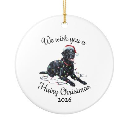Christmas Black Labrador Ornament, Christmas Lights Dog Keepsake