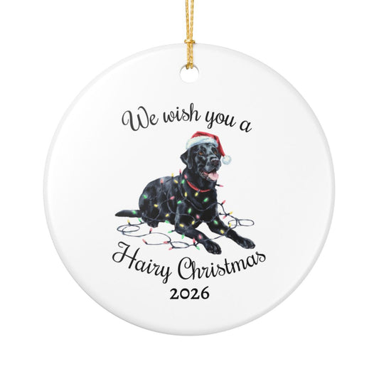 Christmas Black Labrador Ornament, Christmas Lights Dog Keepsake