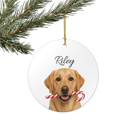 Personalized Yellow Lab Ornament, Custom Dog Name Christmas Ornament, Labrador Retriever Gift, Dog Lover Gift