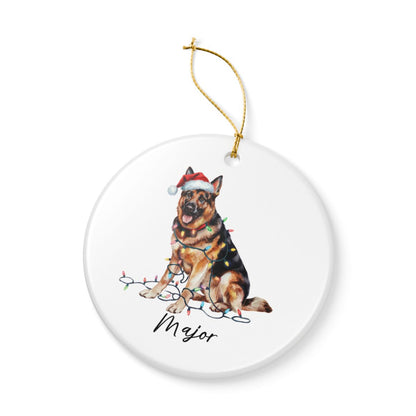 German Shepherd Ornament Ceramic Keepsake Christmas Dog Lover Gift Personalized Xmas Decor