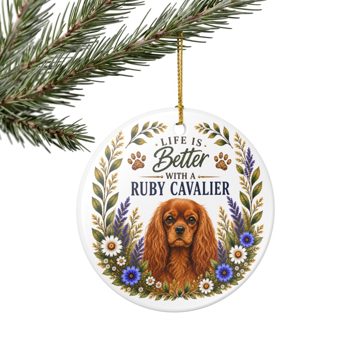 Ruby Cavalier Ornament, Cavalier King Charles Spaniel Gift, Dog Mom Keepsake, Ruby Cavalier Gift