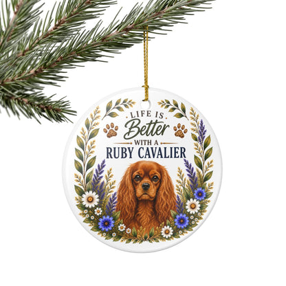 Ruby Cavalier Ornament, Cavalier King Charles Spaniel Gift, Dog Mom Keepsake, Ruby Cavalier Gift