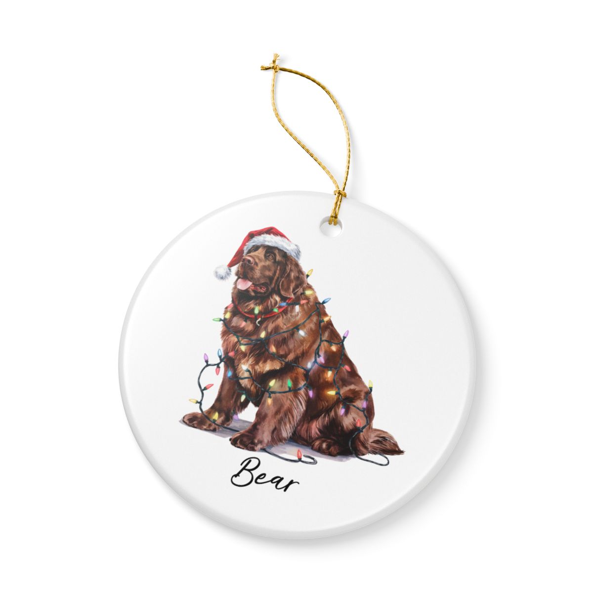 Brown Newfoundland Ornament, Custom Dog Keepsake