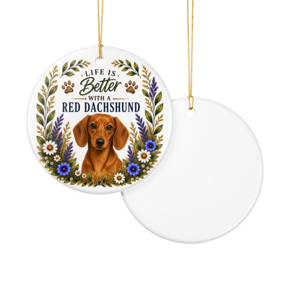 Red Dachshund Ornament, Doxie Lover Gift, Dachshund Mom Gift, Wiener Dog Keepsake