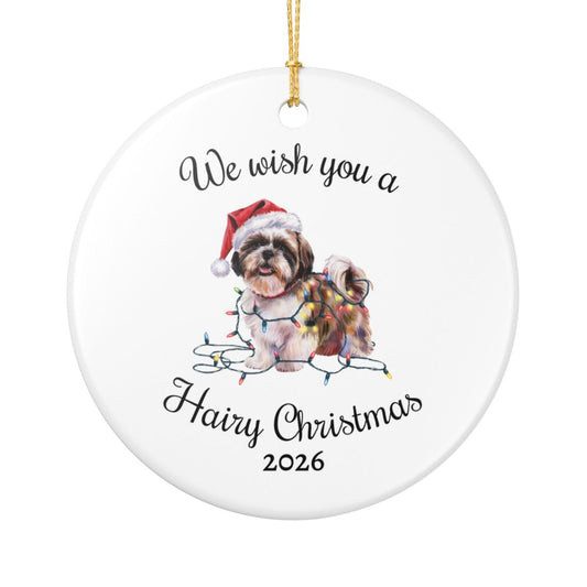 Christmas Shih Tzu Ornament, Christmas Lights Dog Keepsake