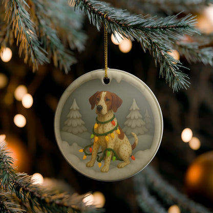 Personalized English Pointer Christmas Ornament, 3D Clay-Style Dog Keepsake with Lights