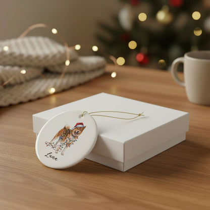 Personalized Akita Christmas Lights Ornament