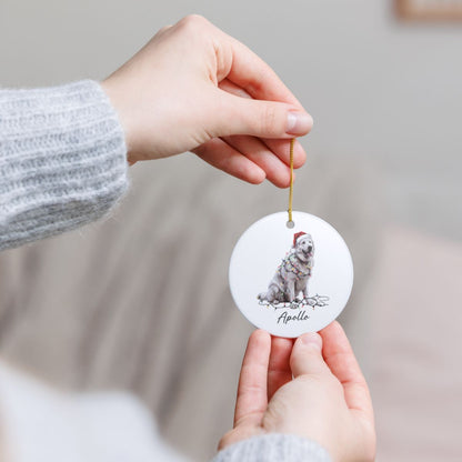 Personalized Pyrenees Ornament, Ceramic Dog Lover Christmas Tree Decor