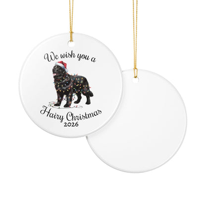 Christmas Black Newfoundland Ornament, Christmas Lights Dog Keepsake