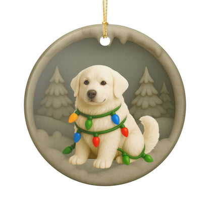 Personalized Great Pyrenees Christmas Ornament, 3D Clay-Style Dog Keepsake with Lights