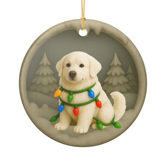 Personalized Great Pyrenees Christmas 3D Clay-Style Ornament