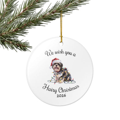 Christmas Lhasa Apso Ornament, Christmas Lights Dog Keepsake