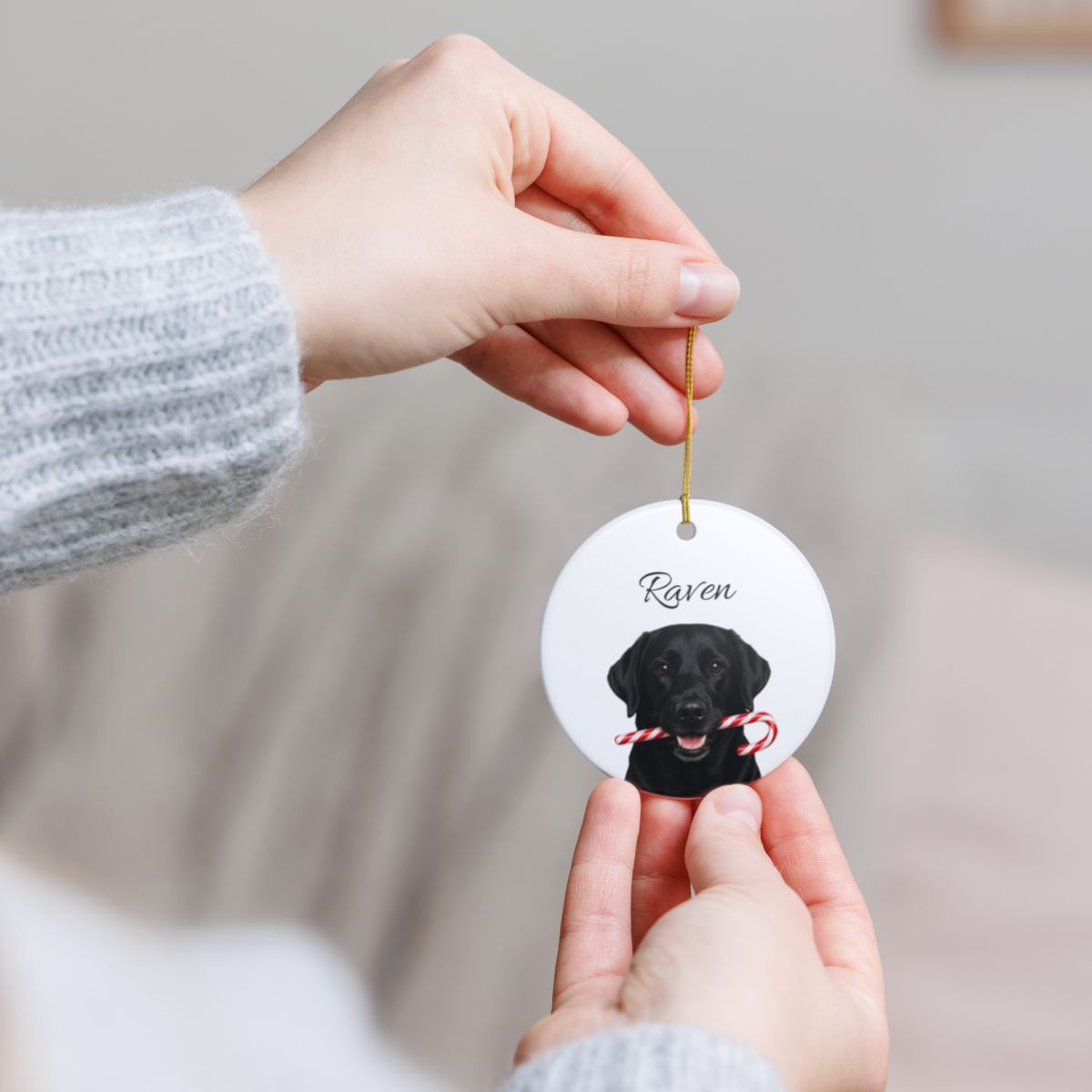 Personalized Black Lab Ornament, Custom Dog Name Christmas Ornament, Labrador Retriever Gift, Dog Lover Gift