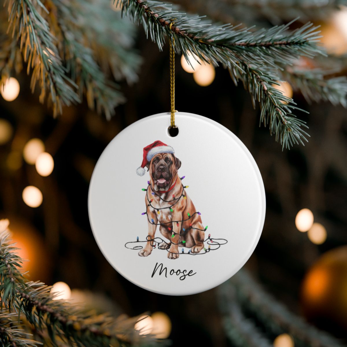 Mastiff Christmas Ornament, Personalized Dog Keepsake