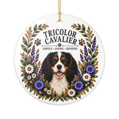 Tricolor Cavalier Ornament, Cavalier King Charles Spaniel Gift, Tricolor Cavalier Dog Mom Keepsake