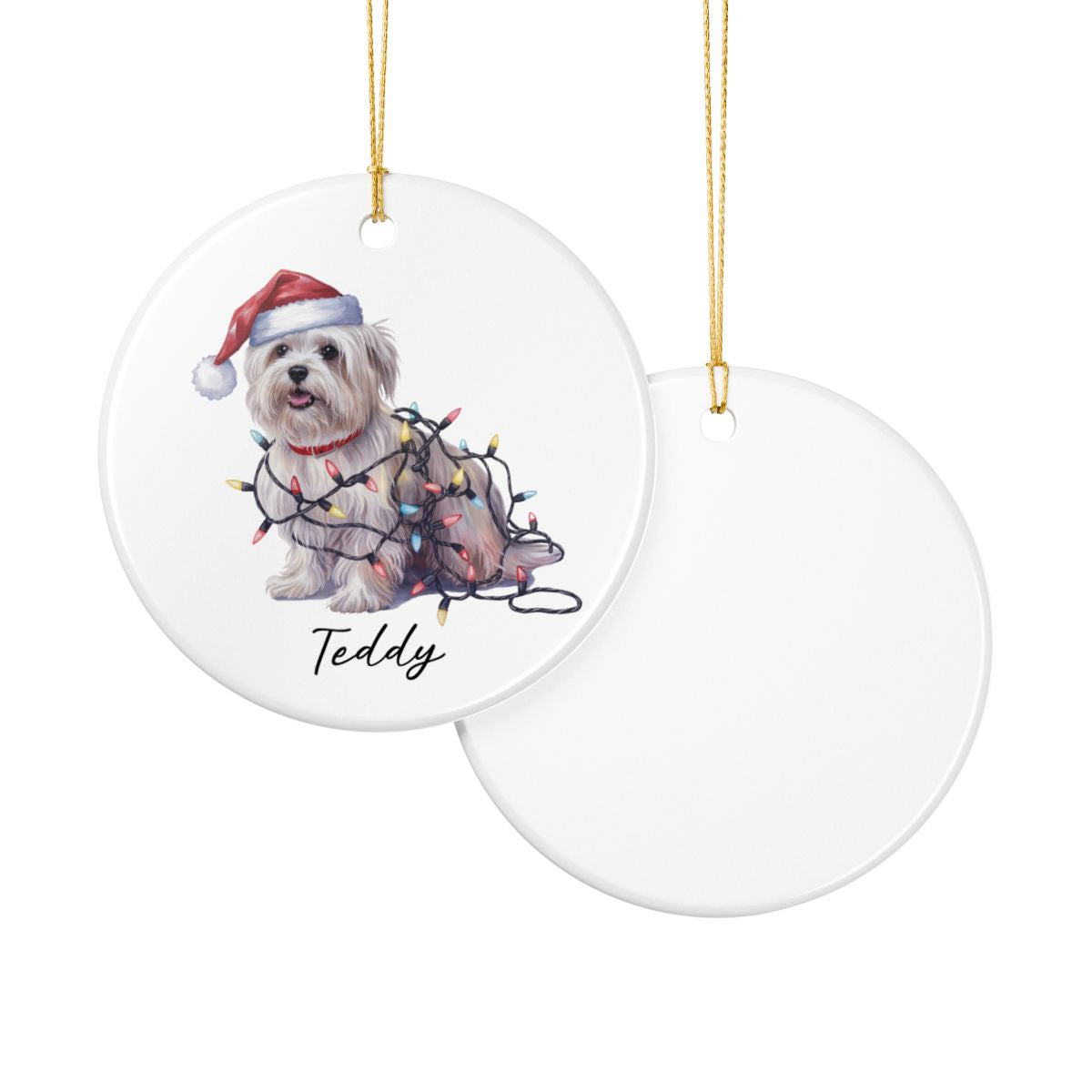 Maltese Christmas Ornament, Personalized Dog Keepsake