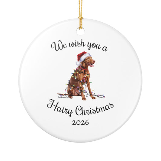 Christmas Vizsla Ornament, Christmas Lights Dog Keepsake