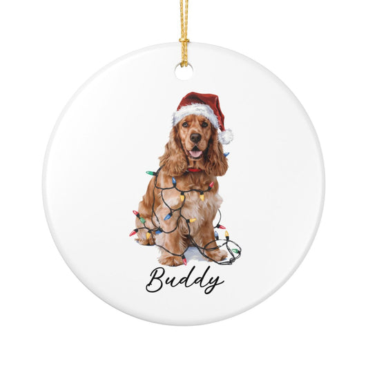 Personalized Cocker Spaniel Christmas Ornament, Custom Dog Ornament, Pet Name Holiday Keepsake