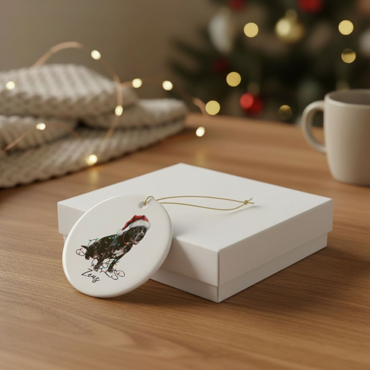 Personalized Cane Corso Christmas Ornament, Festive Dog Keepsake, Ceramic Tree Decoration