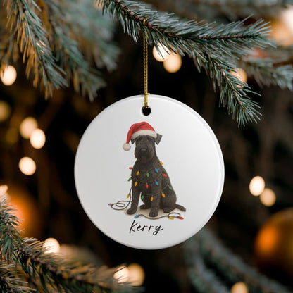 Personalized Kerry Blue Terrier Christmas Ornament, Ceramic Dog Holiday Keepsake