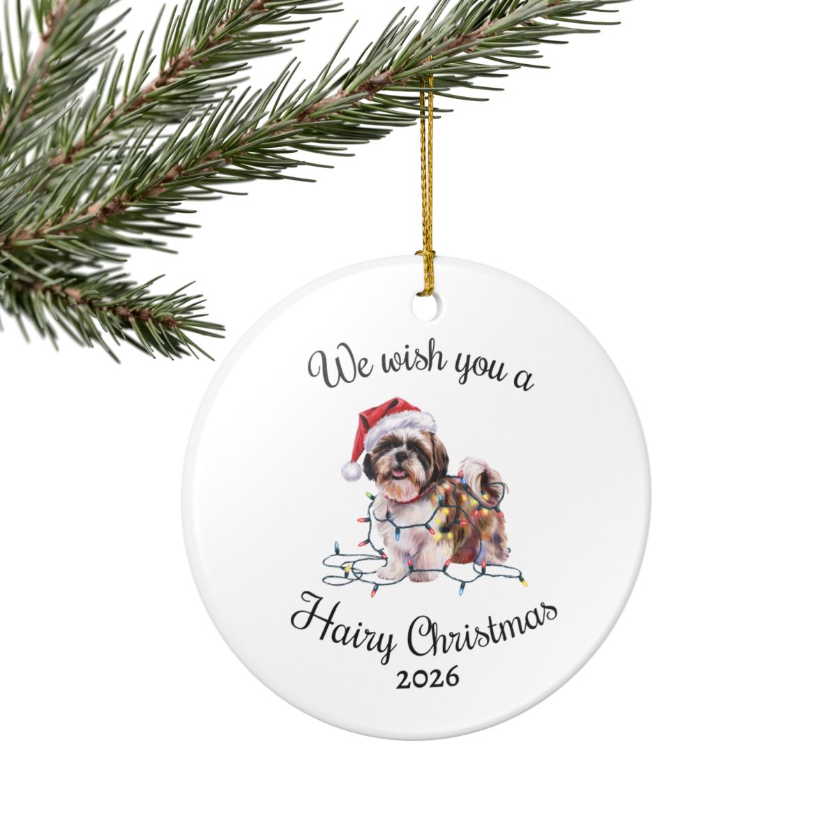 Christmas Shih Tzu Ornament, Christmas Lights Dog Keepsake