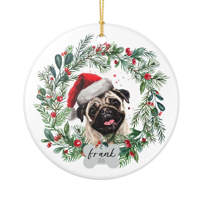 Personalized Pug Christmas Ornament