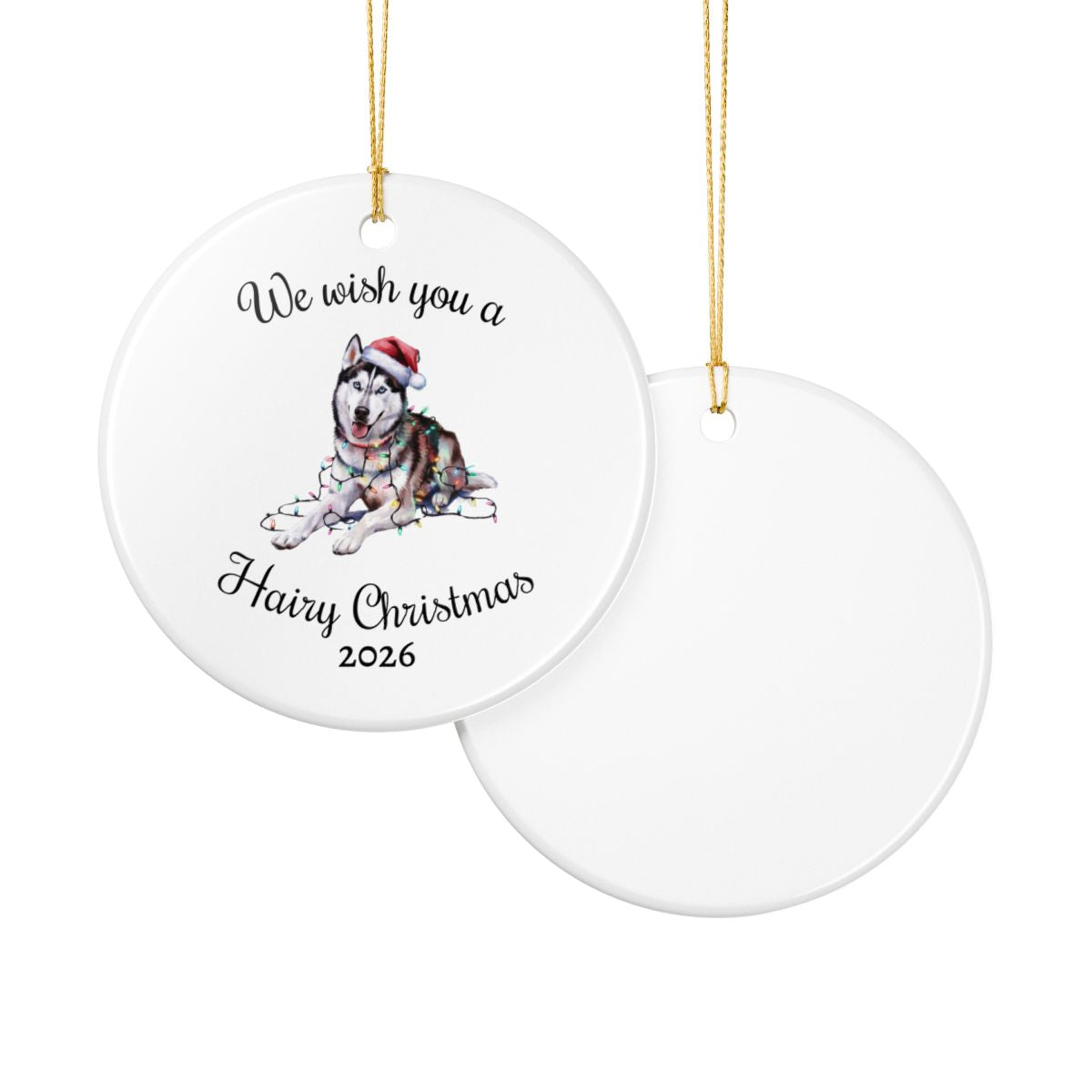 Christmas Siberian Husky Ornament, Christmas Lights Dog Keepsake