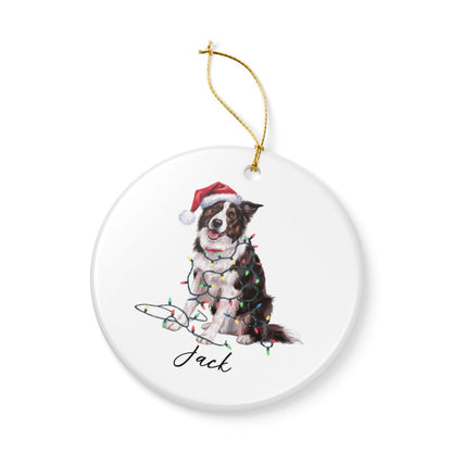Personalized Border Collie Christmas Ornament, Festive Dog Lover Ceramic Keepsake