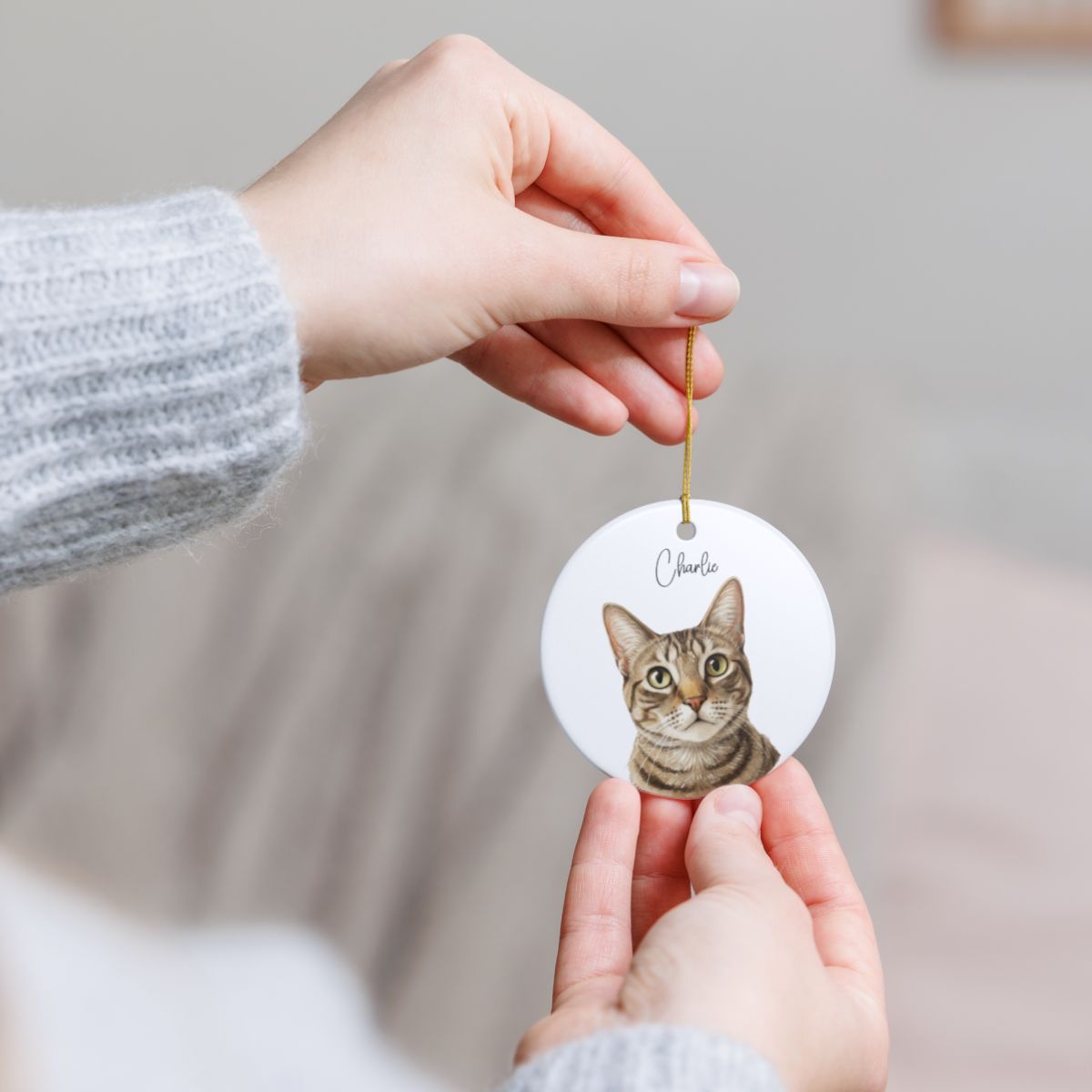 Custom Watercolor Pet Memorial Ornament with Name