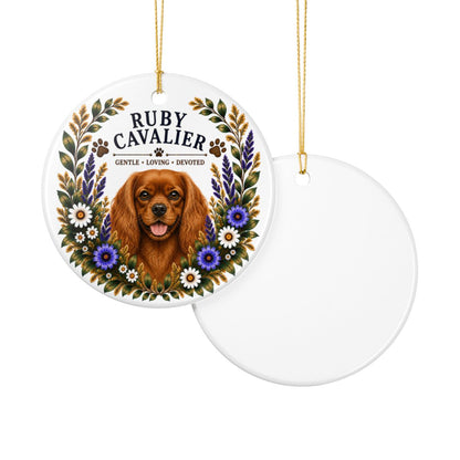 Ruby Cavalier Ornament, Cavalier King Charles Spaniel Gift, Ruby Cavalier Dog Mom Keepsake