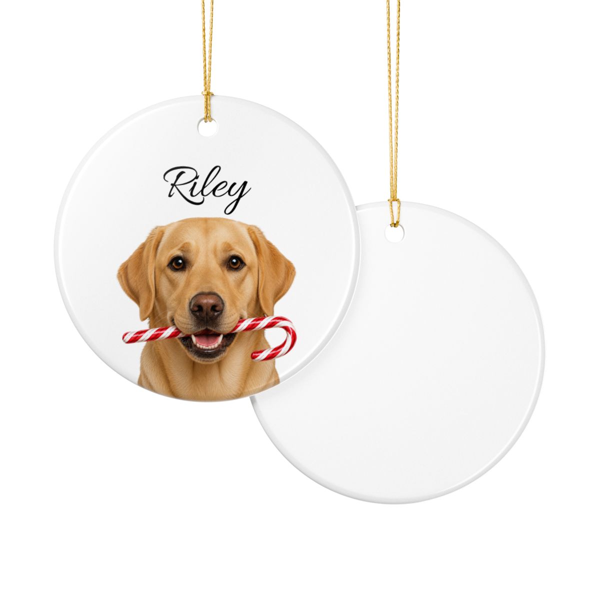 Personalized Yellow Lab Ornament, Custom Dog Name Christmas Ornament, Labrador Retriever Gift, Dog Lover Gift