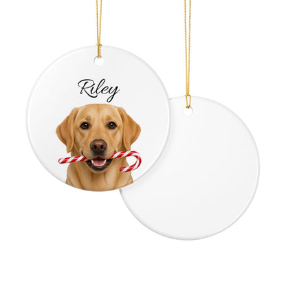 Personalized Yellow Lab Ornament, Custom Dog Name Christmas Ornament, Labrador Retriever Gift, Dog Lover Gift