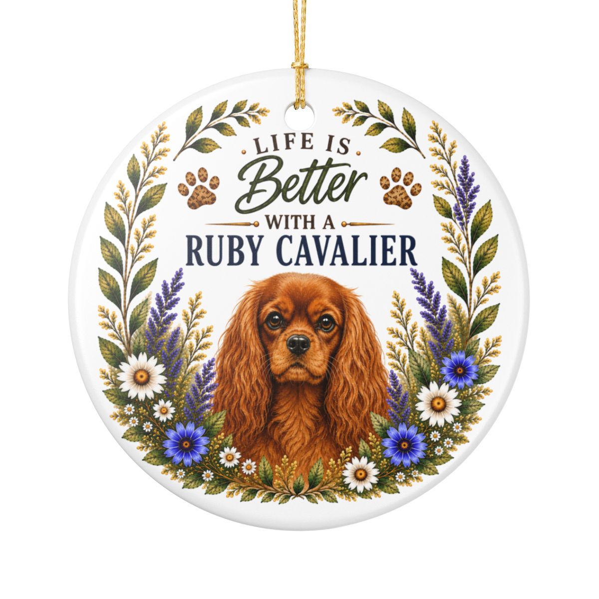 Ruby Cavalier Ornament, Cavalier King Charles Spaniel Gift, Dog Mom Keepsake, Ruby Cavalier Gift