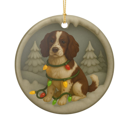 Personalized Springer Spaniel Christmas Ornament, 3D Clay-Style Dog Keepsake with Lights