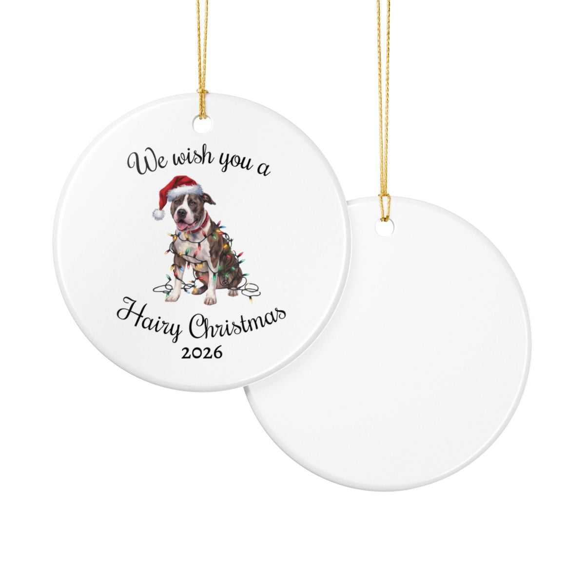 Christmas Pitbull Ornament, Christmas Lights Dog Keepsake