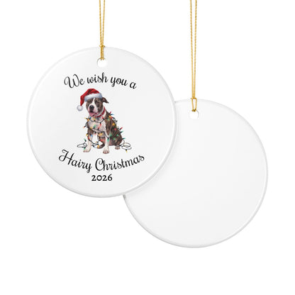 Christmas Pitbull Ornament, Christmas Lights Dog Keepsake
