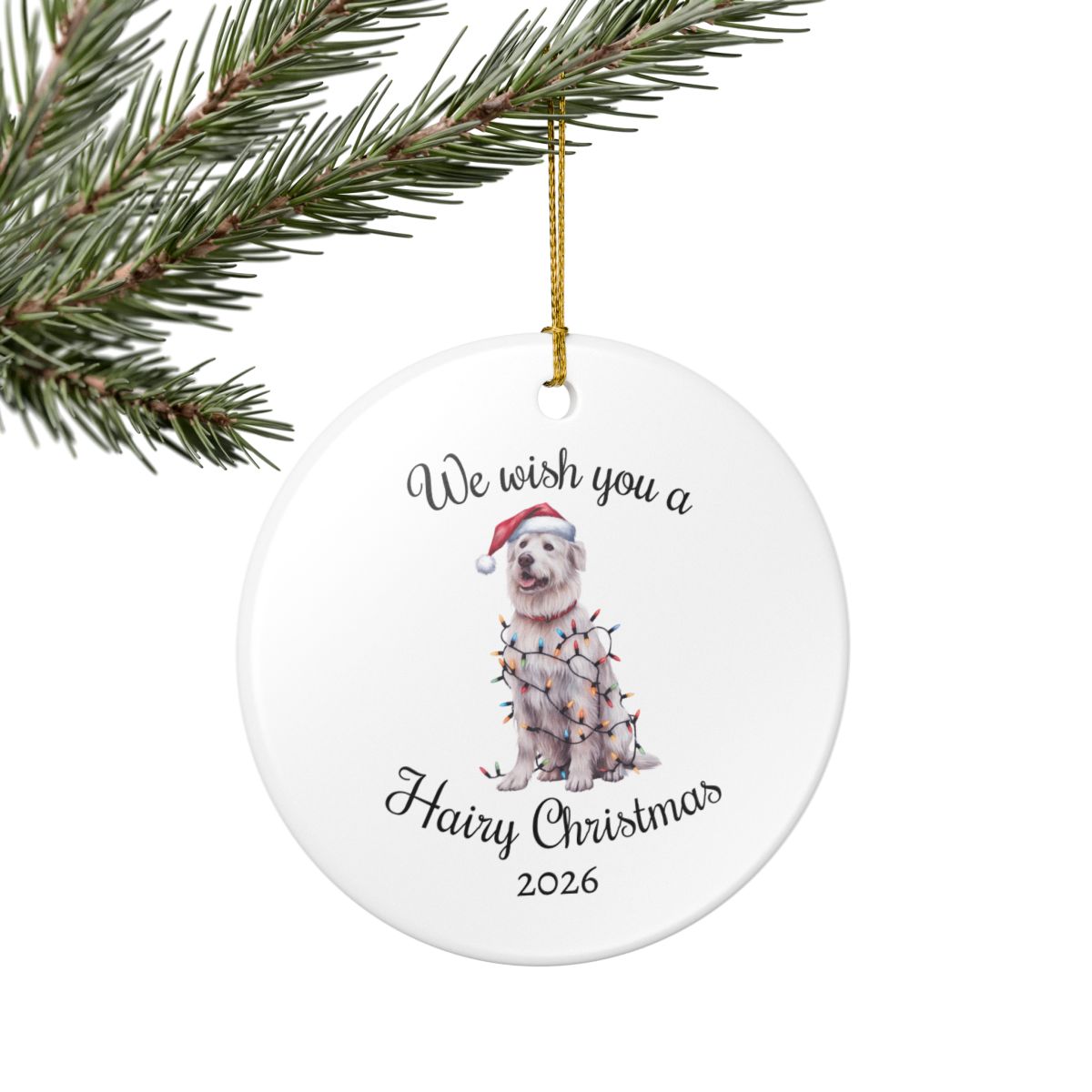Christmas Kuvasz Ornament, Christmas Lights Dog Keepsake