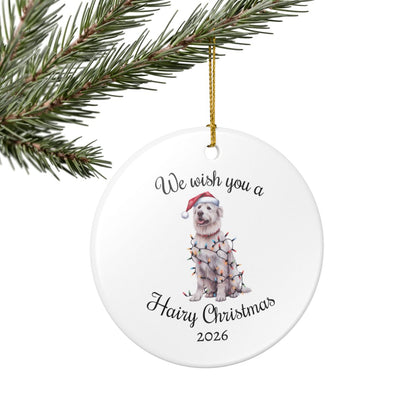 Christmas Kuvasz Ornament, Christmas Lights Dog Keepsake