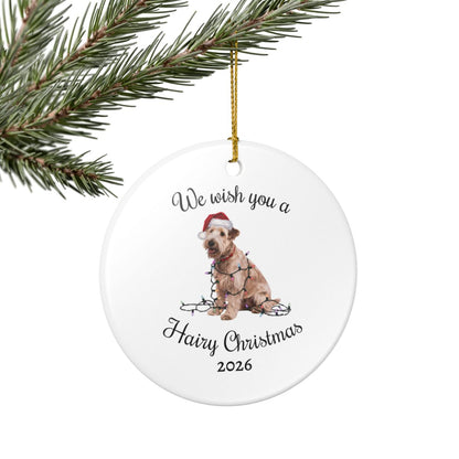 Christmas Soft Coated Wheaten Terrier Ornament, Christmas Lights Dog Keepsake