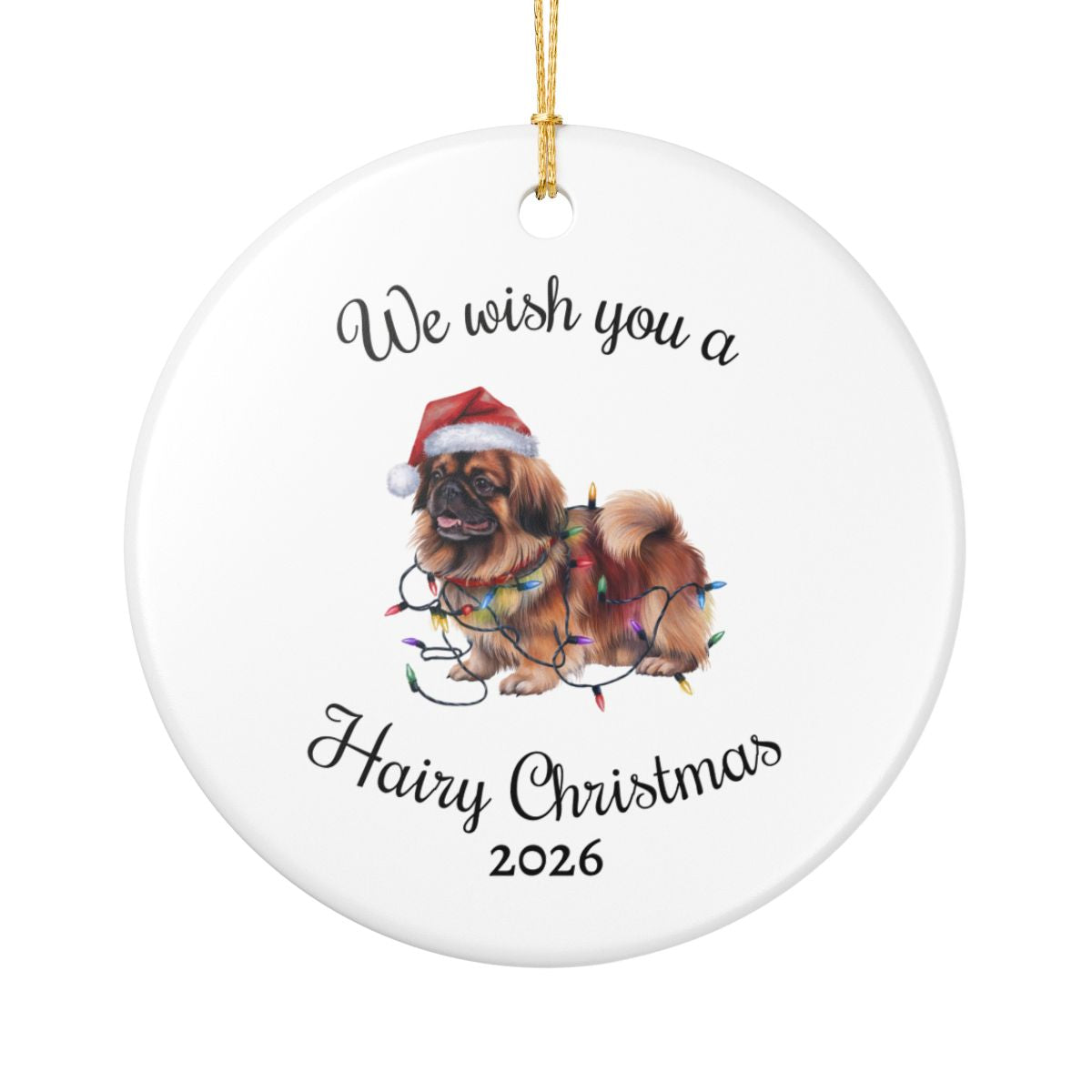 Christmas Pekingese Ornament, Christmas Lights Dog Keepsake