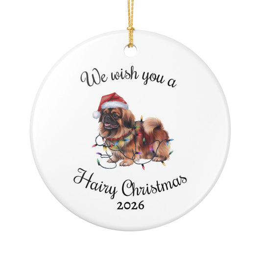 Christmas Pekingese Ornament, Christmas Lights Dog Keepsake
