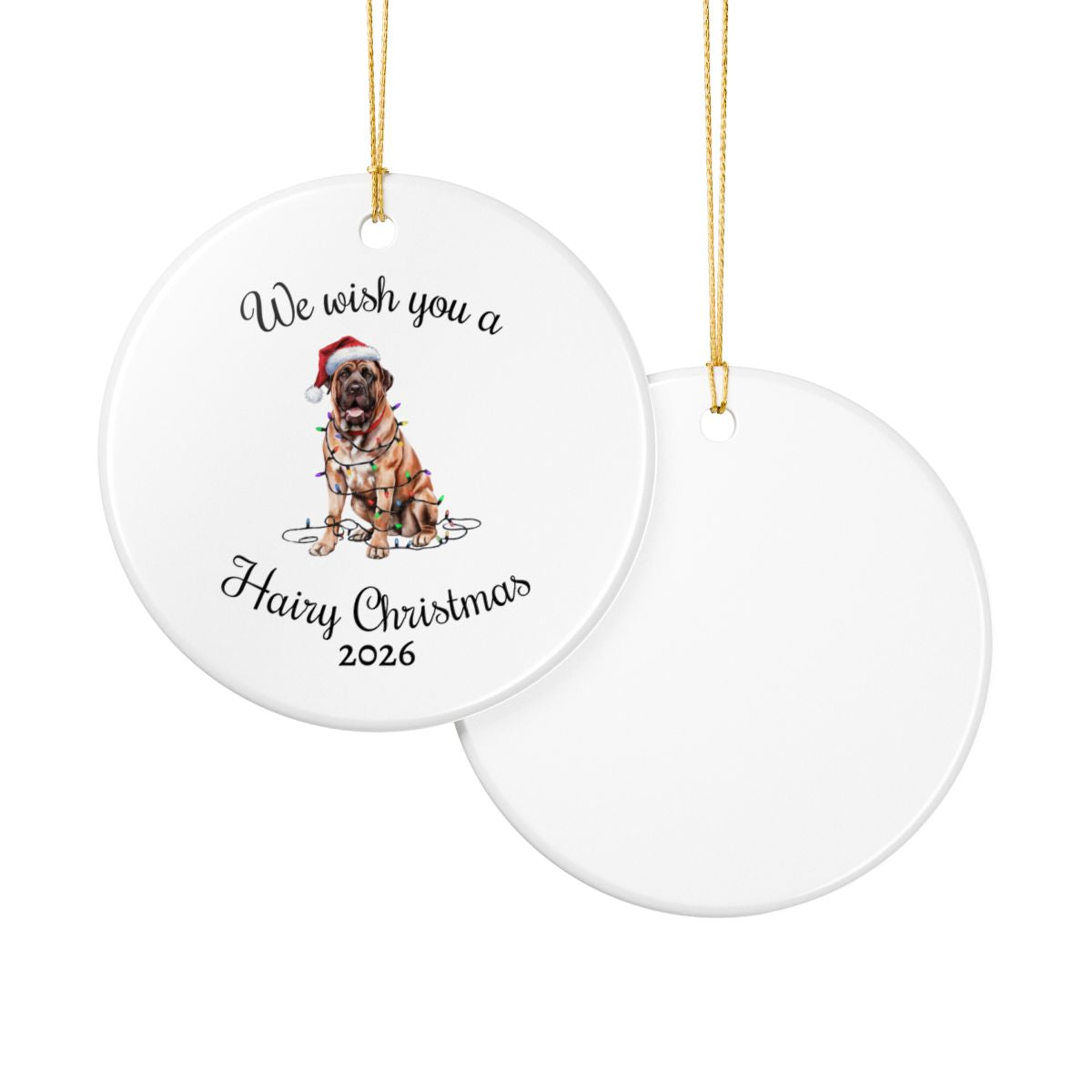 Christmas Mastiff Ornament, Christmas Lights Dog Keepsake