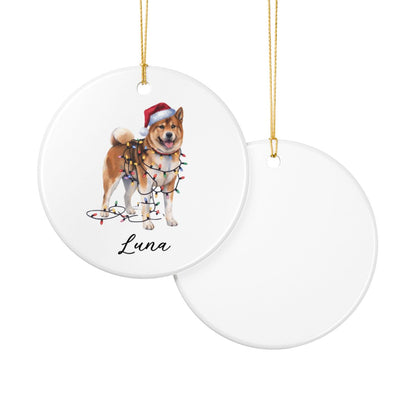 Personalized Akita Christmas Lights Ornament